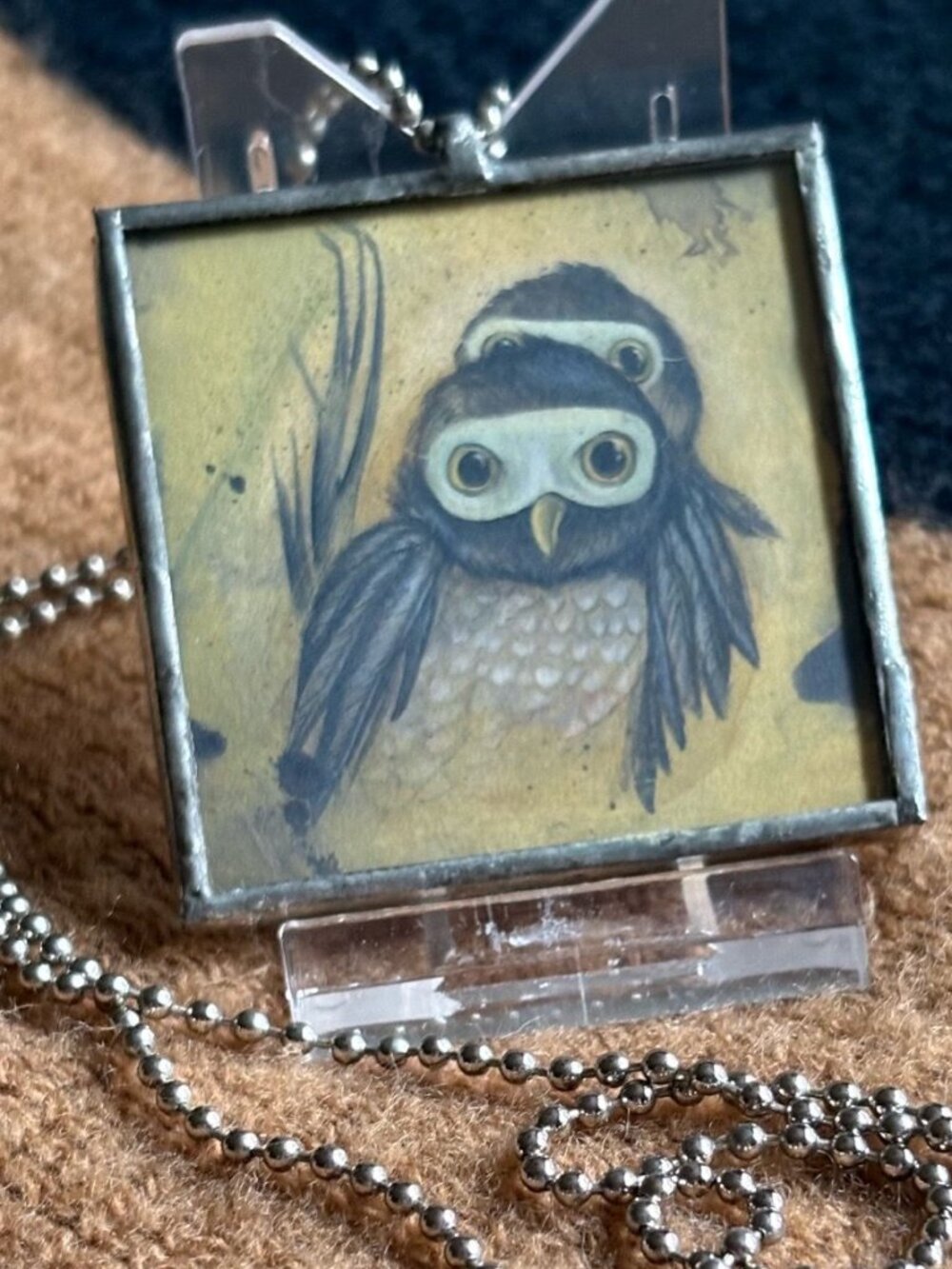 Pamela Henderson | Masked Owl Soldered Glass Pendant